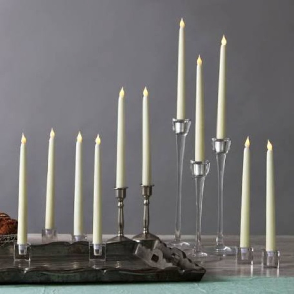 Elegant Ivory Smokeless Paraffin Free No Drip 10 Inch Taper Candles Set of 12